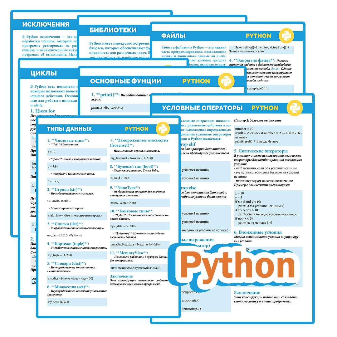 Python (Питон). Памятка при изучении языка программирования Python.