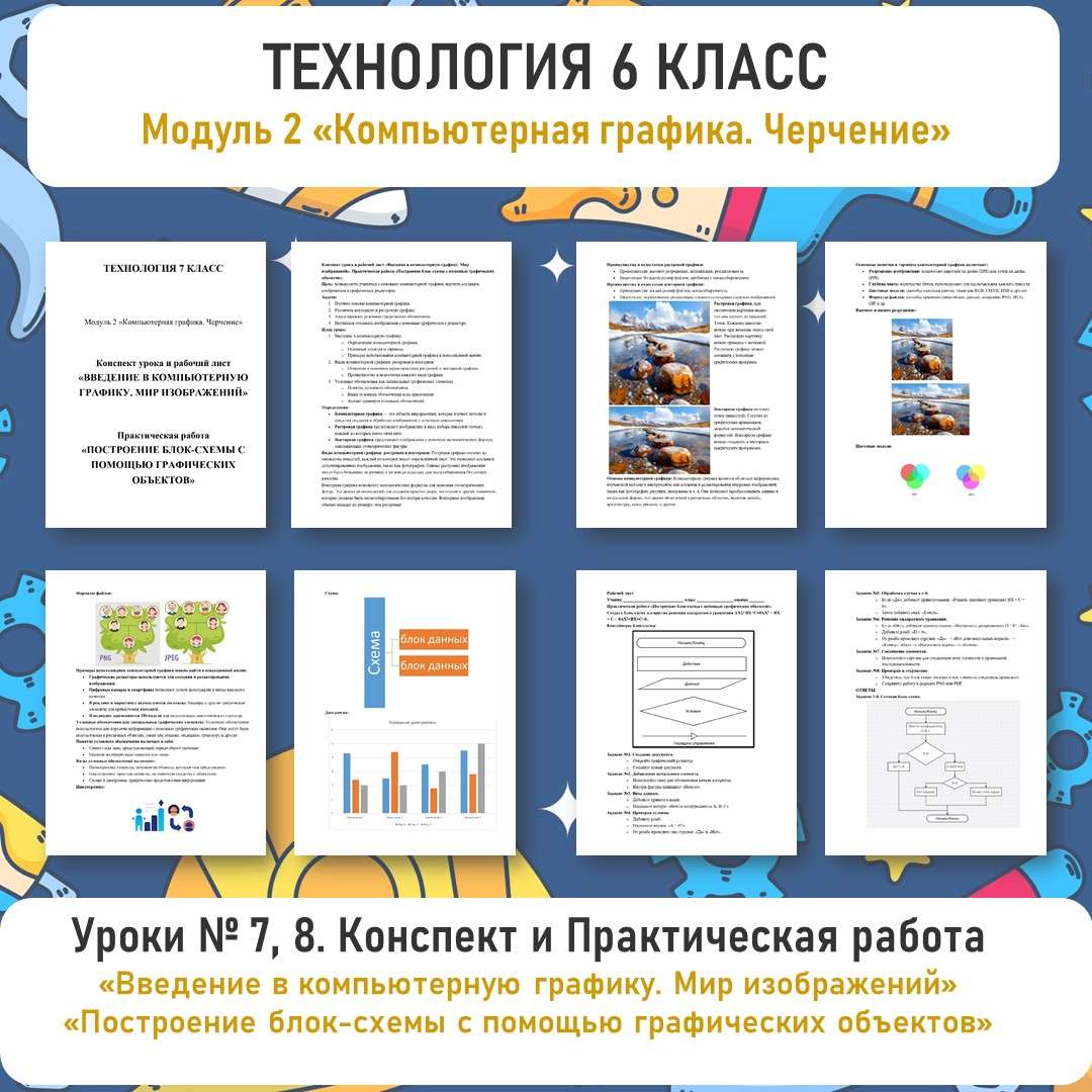 Конспект и практическая «Введение в компьютерную графику. Мир изображений». Технология 7 класс. Уроки №7, 8.