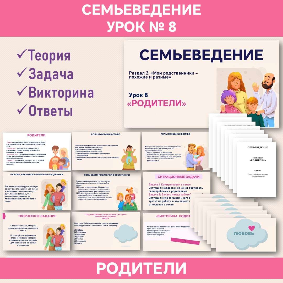 Презентация и конспект «Родители». Презентация и конспект. Семьеведение. Урок №8.