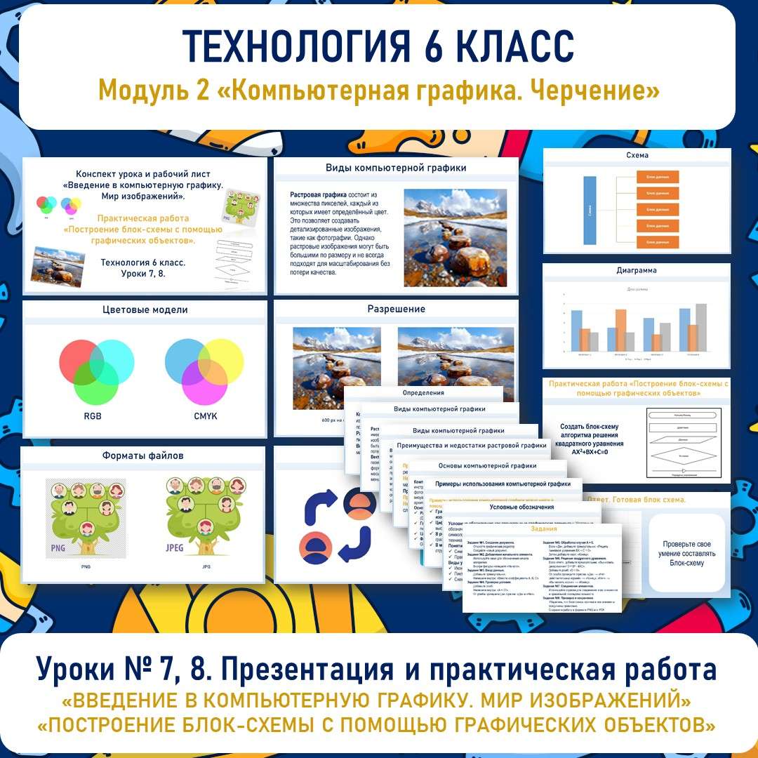 Презентация и практическая «Введение в компьютерную графику. Мир изображений». Технология 6 класс. Уроки №7, 8.
