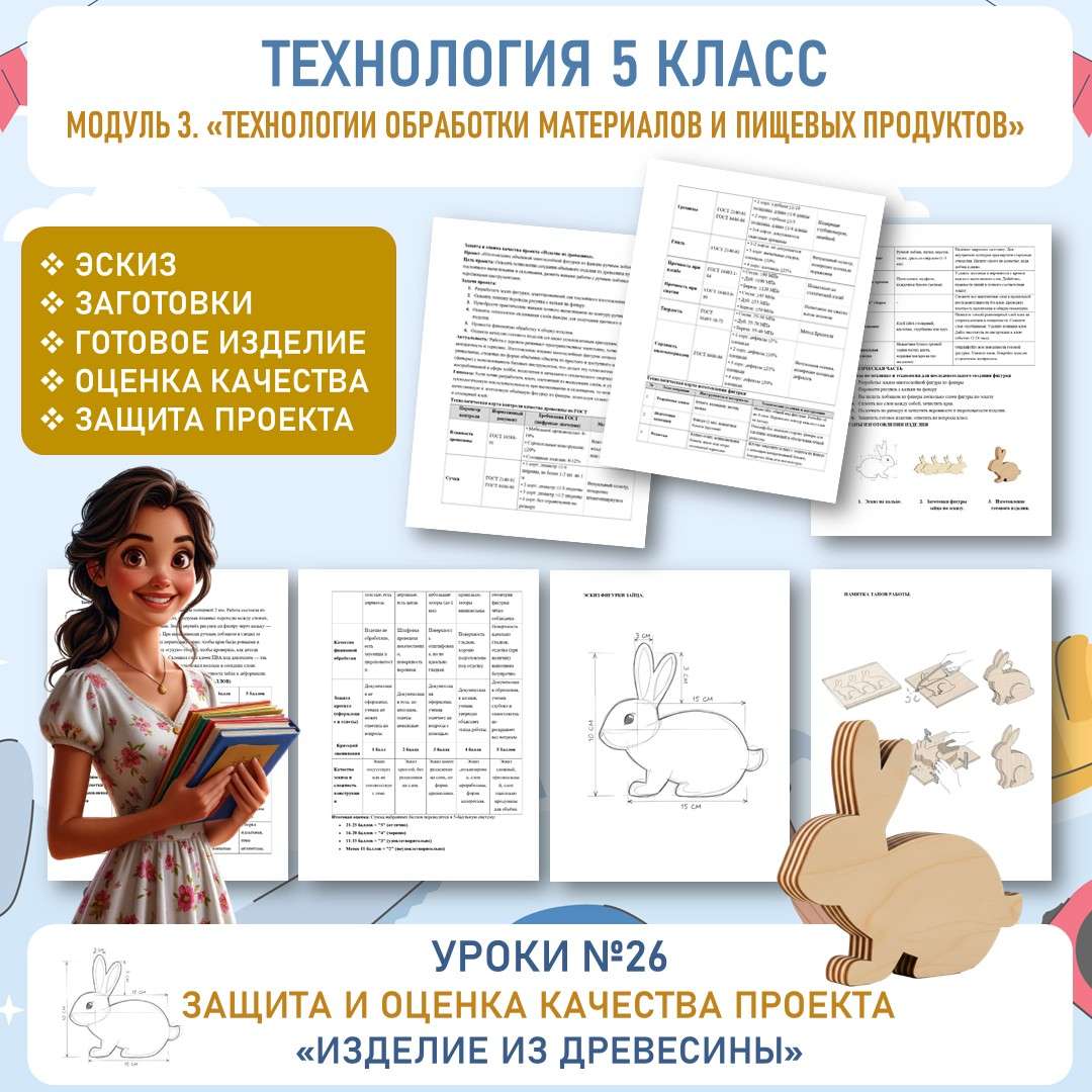 Защита и оценка качества проекта «Изделие из древесины». Труд (технология) 5 класс. Урок №26.