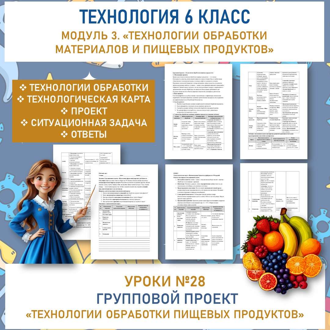 Групповой проект по теме «Технологии обработки пищевых продуктов»: обоснование проекта, анализ ресурсов.