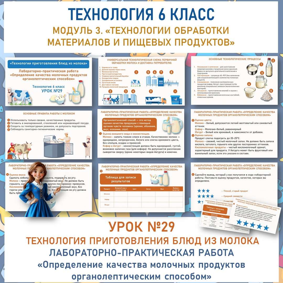 Технологии приготовления блюд из молока. Лабораторно-практическая работа «Определение качества молочных продуктов органолептическим способом».