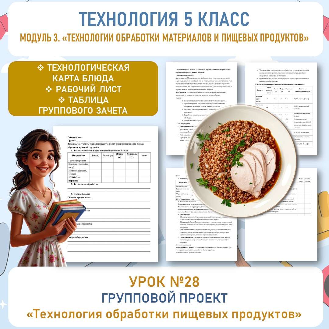 «Технология обработки пищевых продуктов». Групповой проект. Труд (технология) 5 класс.