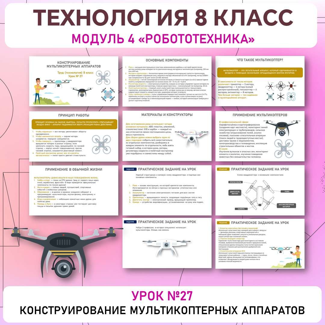 Конструирование мультикоптерных аппаратов. Труд (технология) 8 класс.