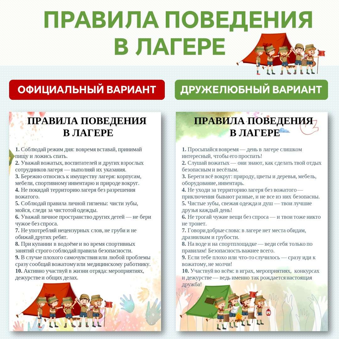 «Правила поведения в лагере».