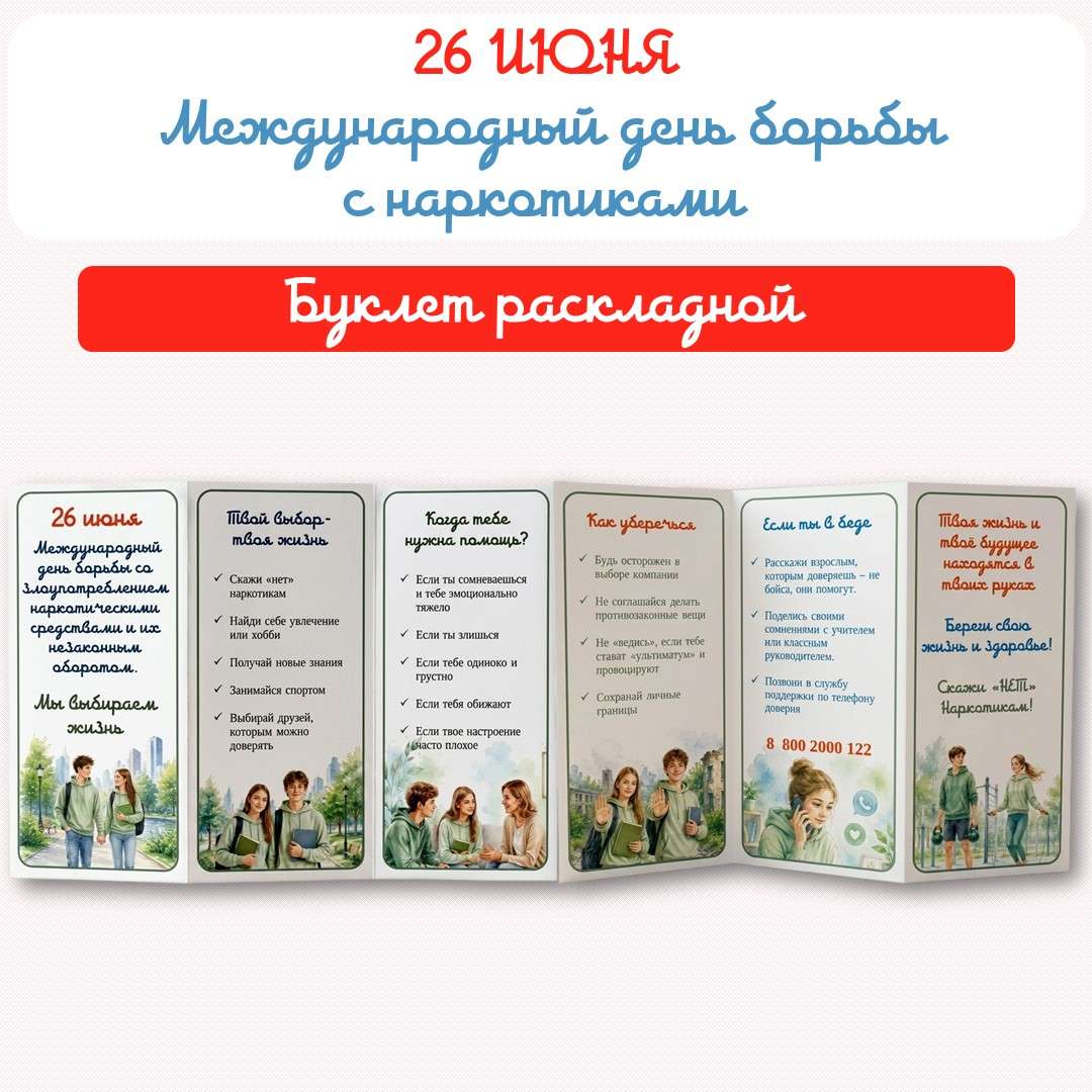 Буклет к «Международному Дню борьбы с наркотиками». 26 июня.
