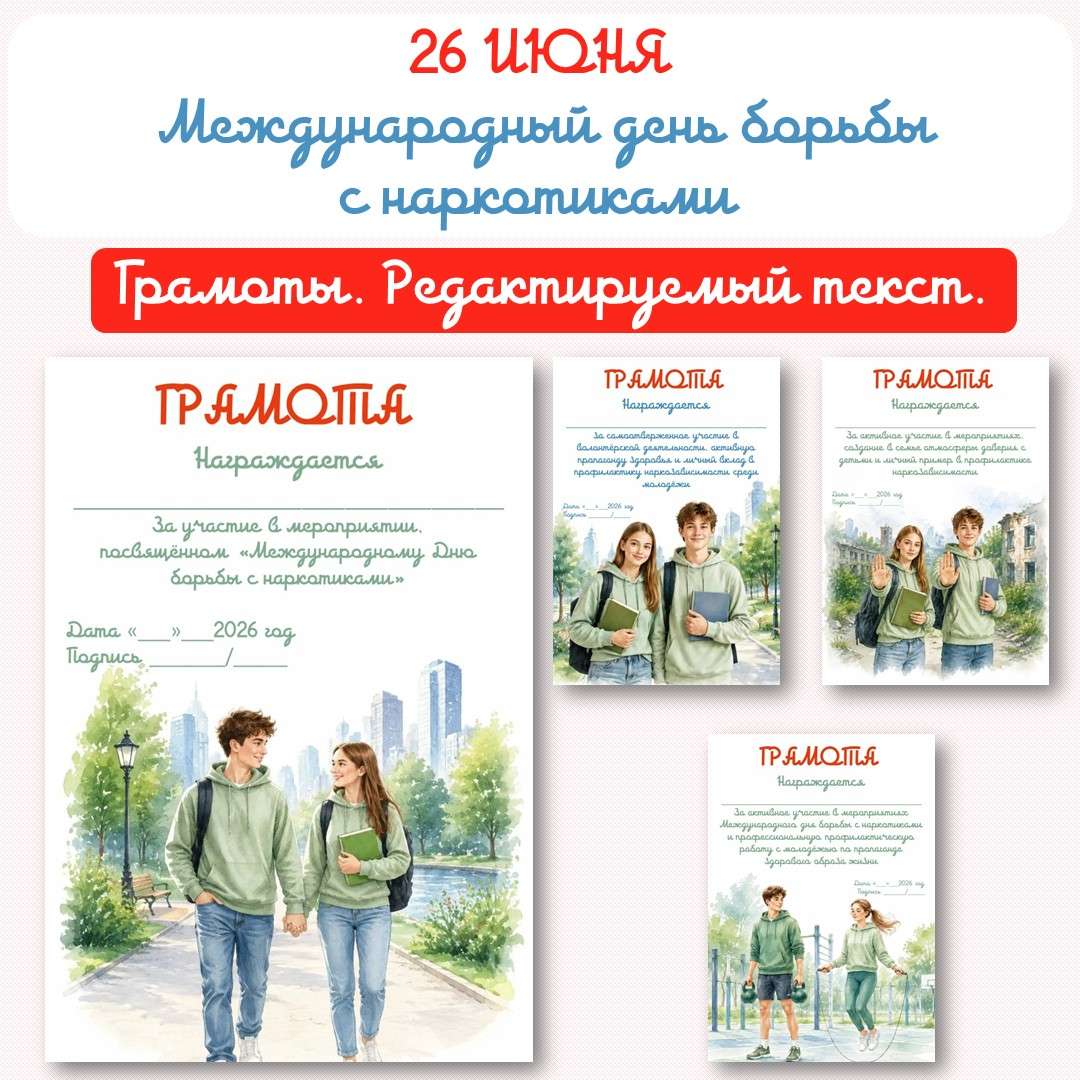 Грамоты к «Международному дню борьбы с наркотиками». 26 июня.