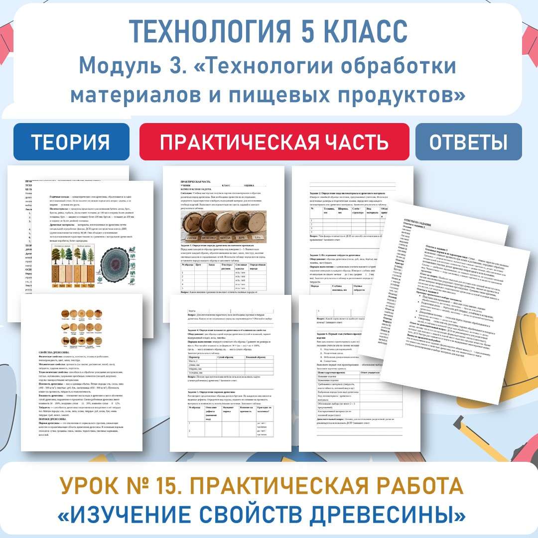 Практическая работа «Изучение свойств древесины». Труд (технология) 5 класс. Урок №15.