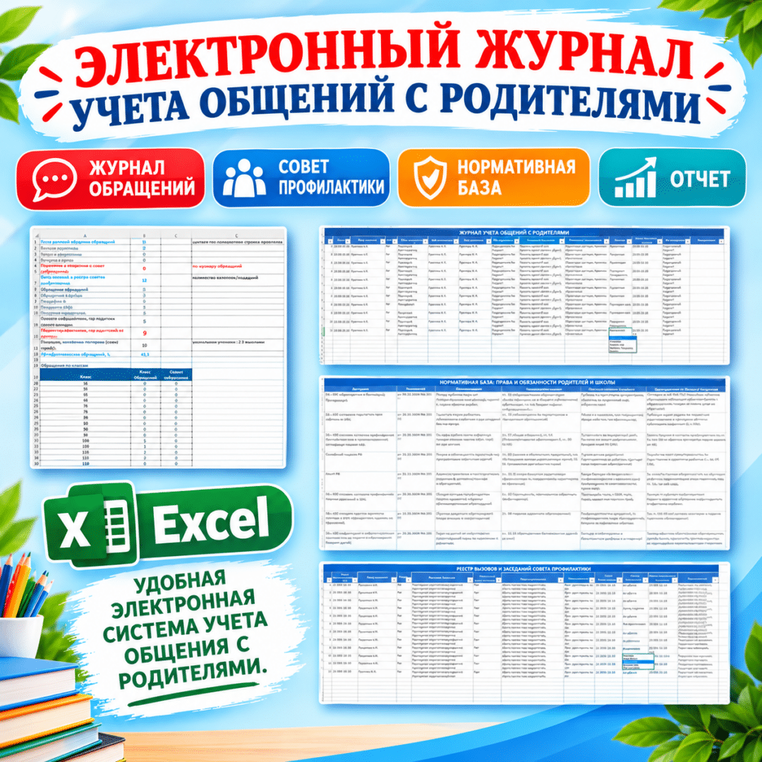 Электронный журнал учета общения с родителями. Excel.